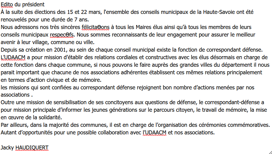 Edito du président À la suite des élecƟons des...