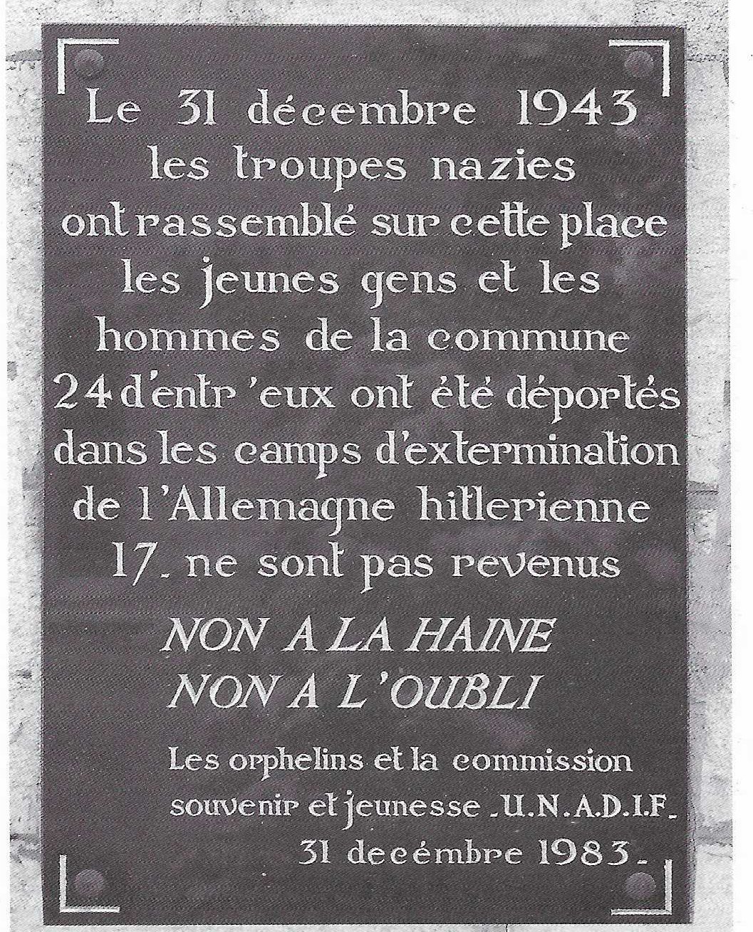 Cérémonie le 31 Décembre ( à partir de 10h15) à ST Eustache